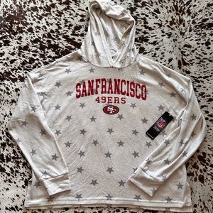 NFL San Francisco 49ers Women's Pajama Hoodie - Cream and Red